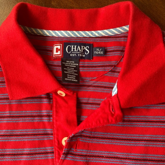 NWOT Mens Striped Chaps Polo - Picture 4 of 5